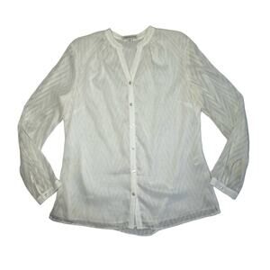 Coldwater Creek Woman's Sheer Blouse Long Sleeve Button Down Size Medium